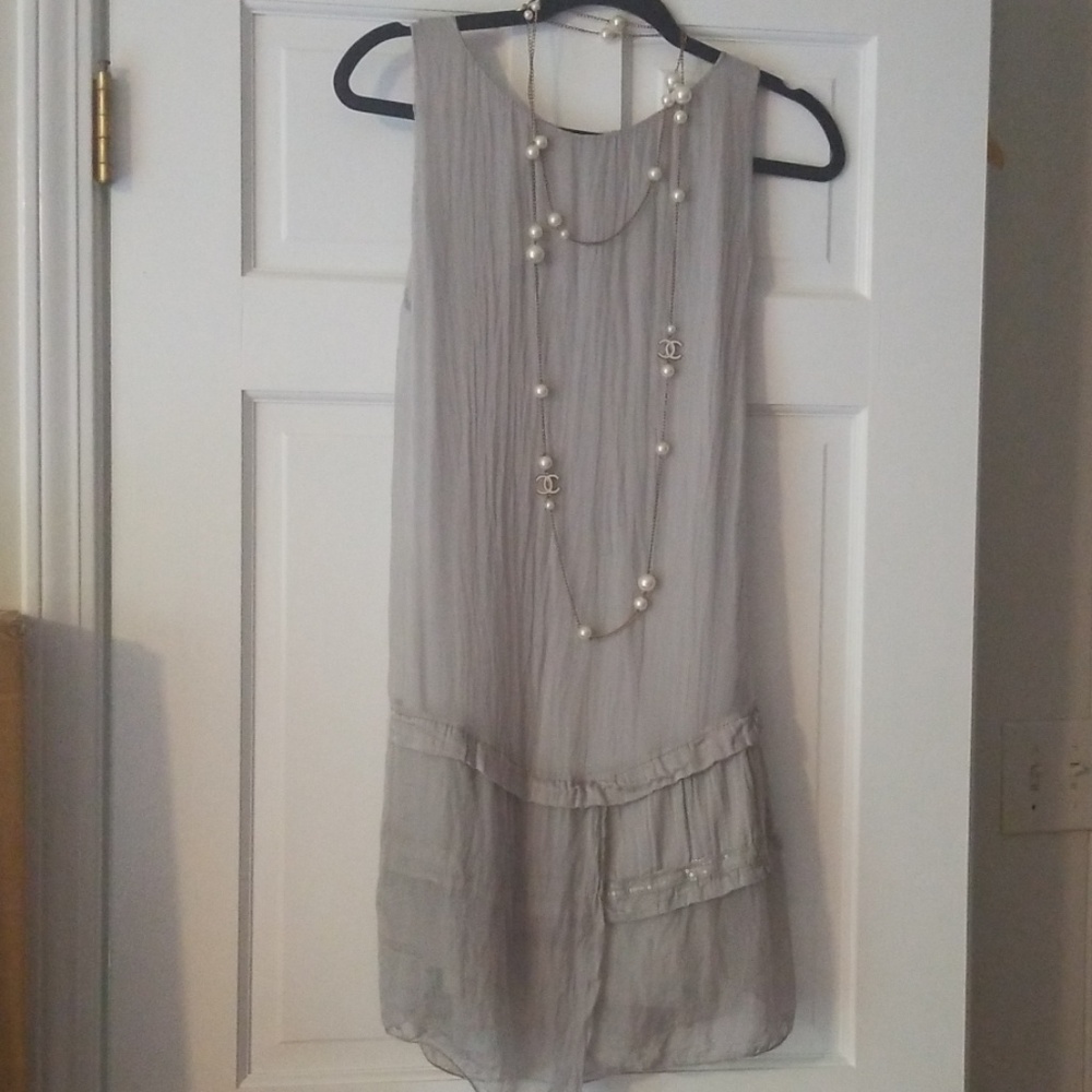 " Made in Italy" Pale Gray Silk Dress, Wedding